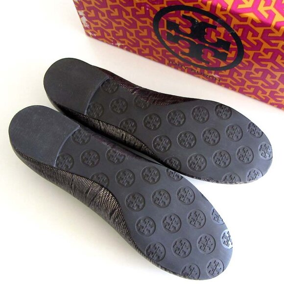 TORY BURCH Reva lizard embossed leather ballet flats 9.5 - Picture 4 of 7